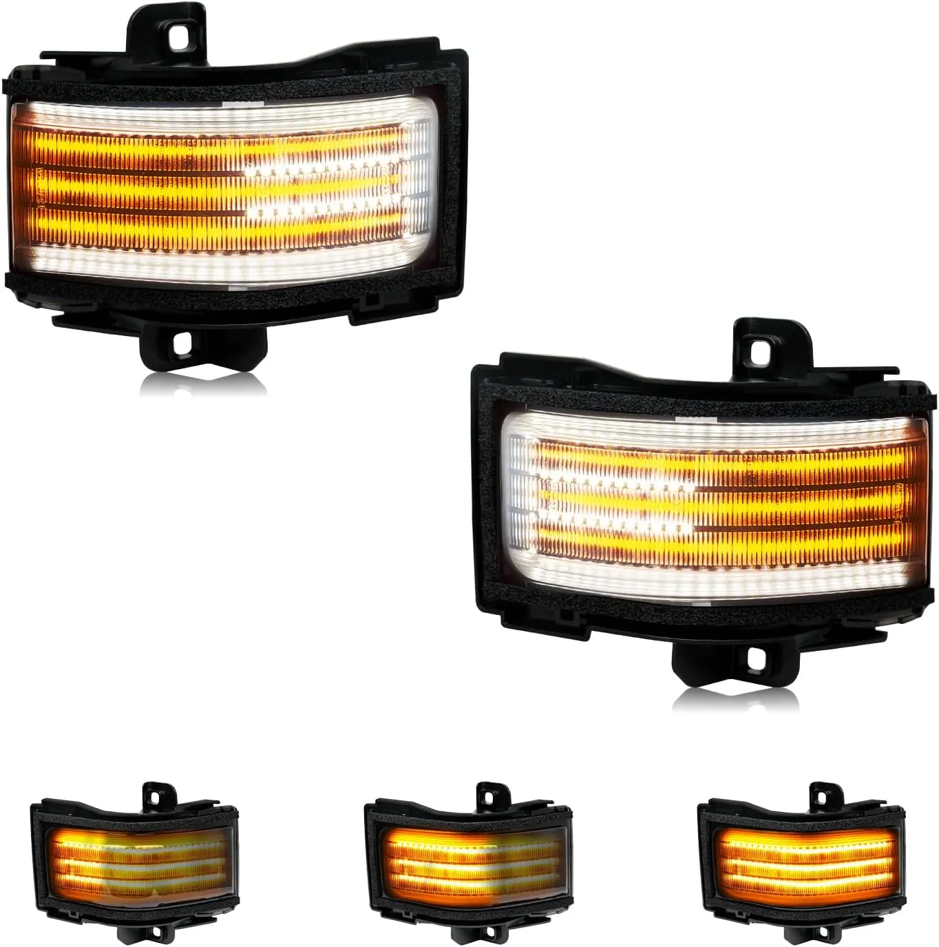 HERCOO Side Tow Mirror Lights Turn Signal Marker LED Sequential Switchback Dynamic Turn Signals & Backup Lamps Spot Light Assembly for Ford F150, F250, F350 Super Duty