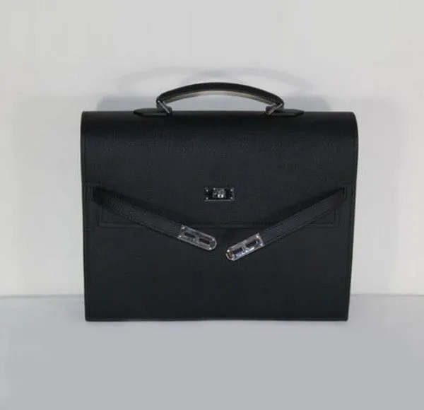 Hermes Briefcases H269 Briefcase Cow Leather Black Bag