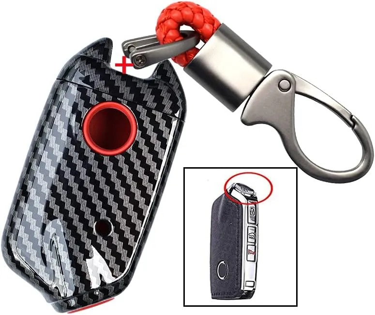 HIBEYO Key Fob Cover for Kia Stinger k900 2018 2019 2020 2021 2022 3/4 Button Car Accessories Smart Key Case keychians