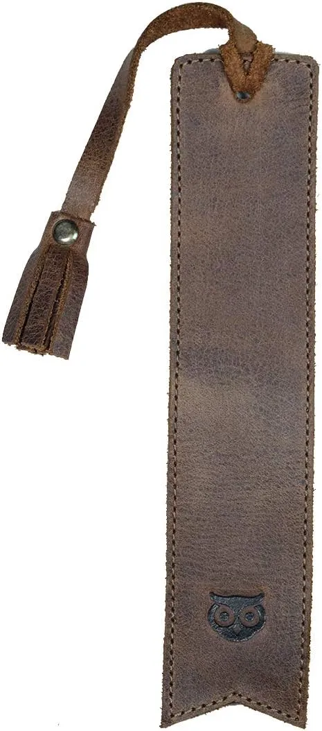 Hide & Drink, Bookmark w/Tassel, Pagemarker for Bookworms, Accessory for Readers, Writers, Classic Bookmark, Full Grain Leather, Handmade, Bourbon Brown