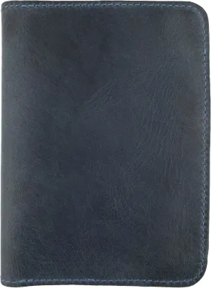 Hide & Drink, Double Passport Cover with Slots for Bills and Keys, Rustic Case, ID Organizer, Full Grain Leather, Handmade Accessories, Slate Blue