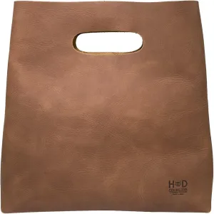 Hide & Drink, Minimalist Handbag for Women, Tote Bag, Rustic Purse, Full Grain Leather and Sheepskin, Handmade, Single Malt Mahogany
