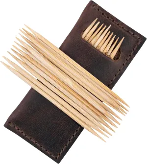 Hide & Drink, Set of 4 Tooth Pick Cases, Cooking Accessories, Full Grain Leather, Handmade, Bourbon Brown