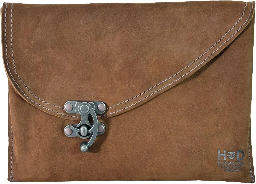 Hide & Drink, Vintage Clutch Bag Handmade from Full Grain Leather - Women’s Fashion