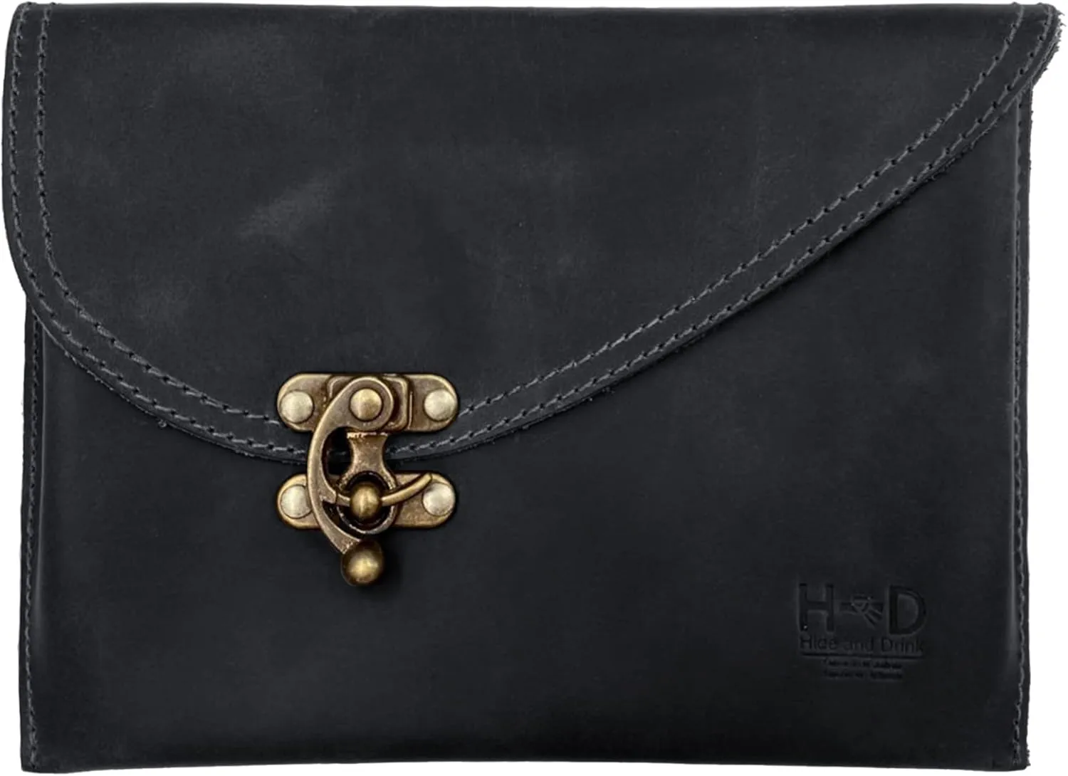 Hide & Drink, Vintage Clutch Bag Handmade from Full Grain Leather - Women’s Fashion