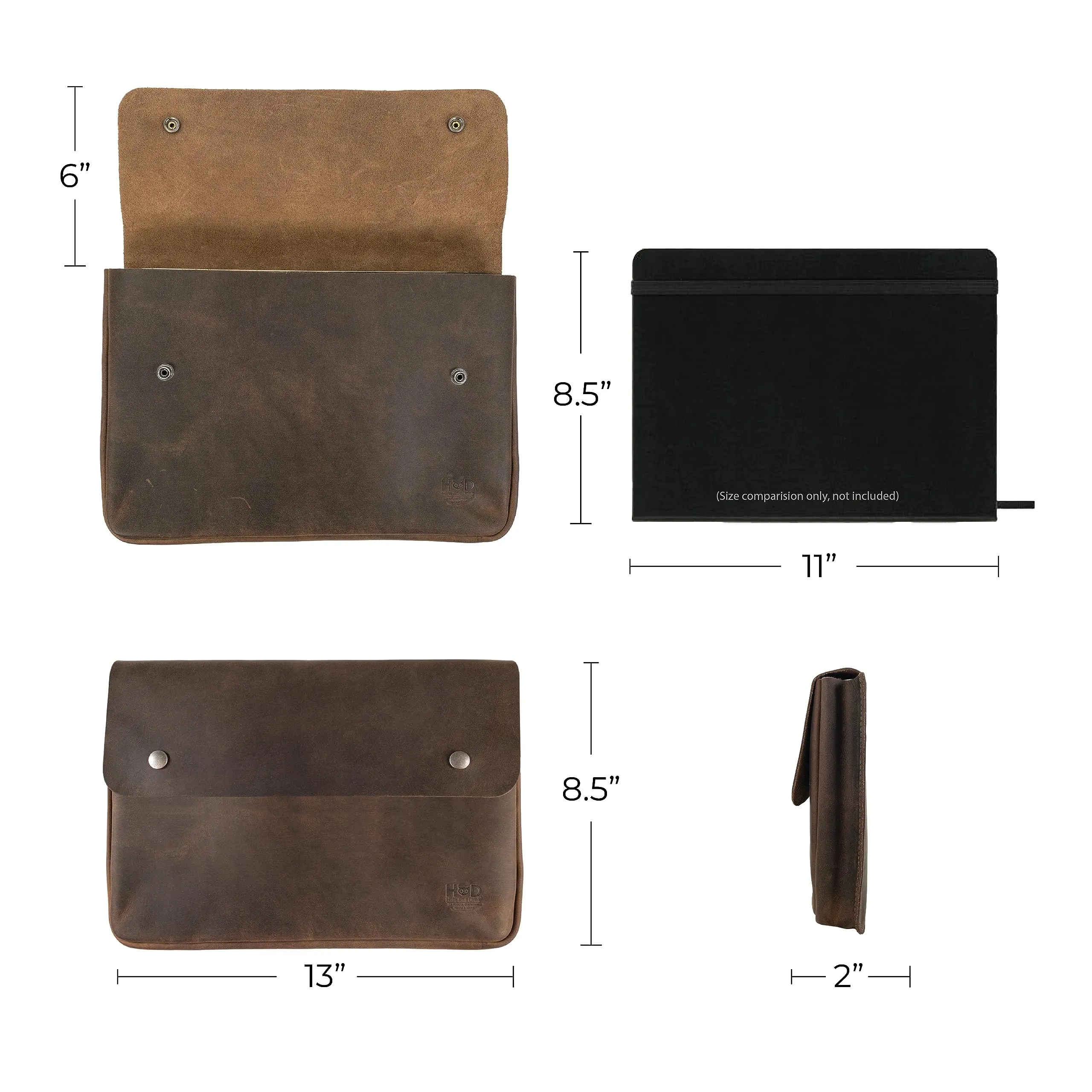 Hide & Drink, Vintage Folder Document Holder, File Case, A5 Binder, Envelope Portfolio, Full Grain Leather, Handmade, Bourbon Brown