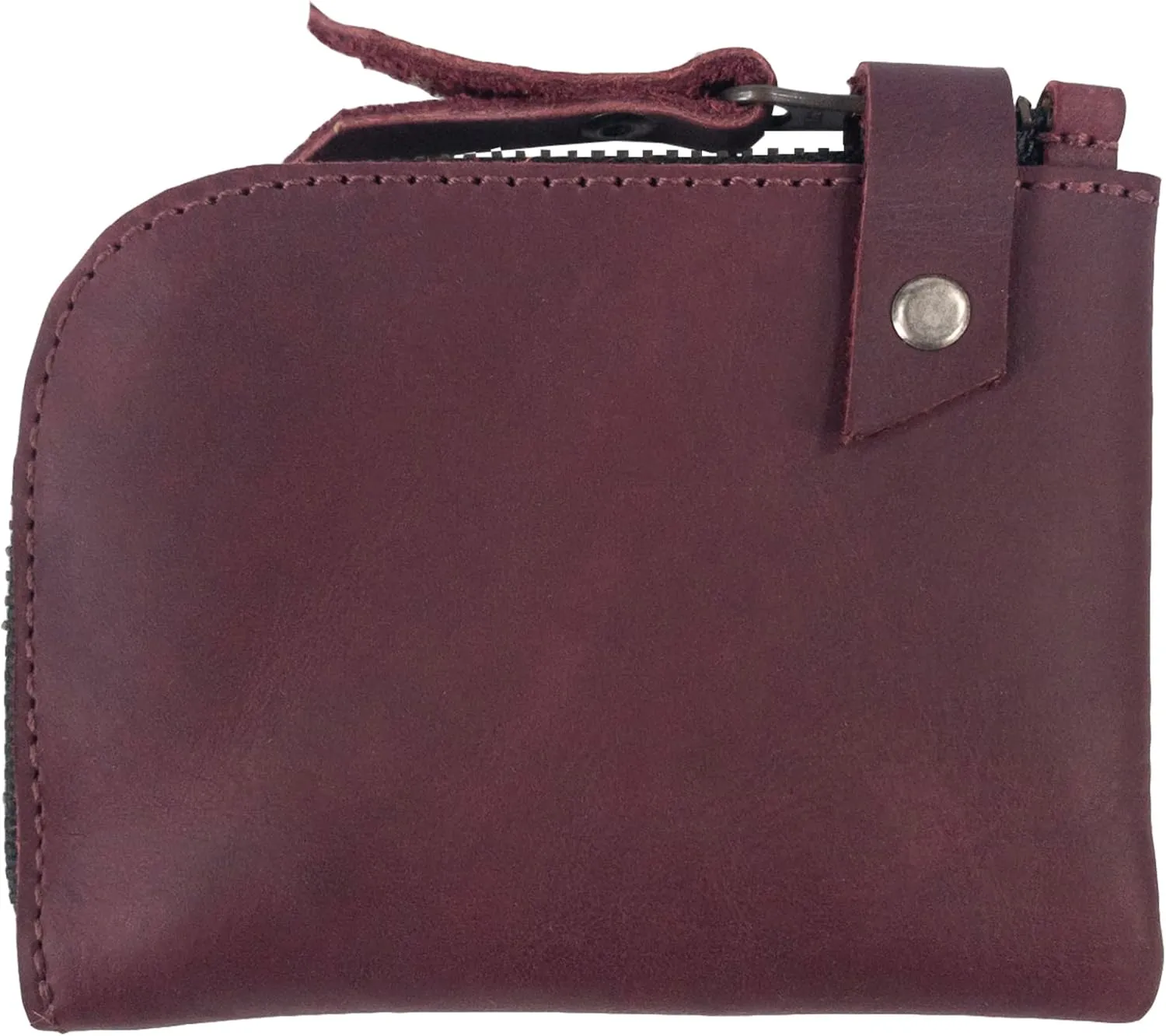 Hide & Drink, Zippered Wallet, Holds Up to 6 Cards Plus Folded Bills, Pouch Organizer, Cash Holder, Travel Essentials, Mini, Pocket-Size, Full Grain Leather, Handmade, Sangria
