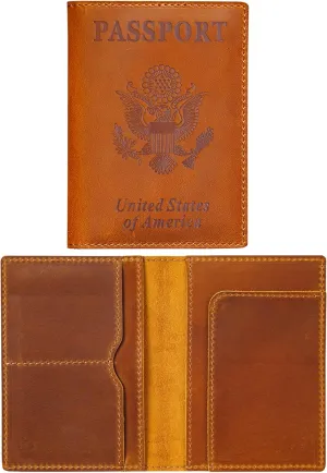 HIFA Leather Passport Holder, Handmade Passport Cover with Card and Ticket Slot - Genuine Leather, Elegant Design, Easy Access - Passport Case, Passport Wallet, Passport Holder