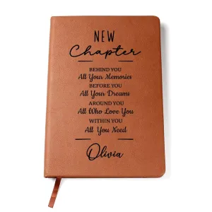 Hilis Personalized New Chapter Journal, Coworker Gifts for Women or Men, A5 Vegan Leather Lined Notebook, New Beginnings Gift for Social Worker Boss Retirement Divorce D01