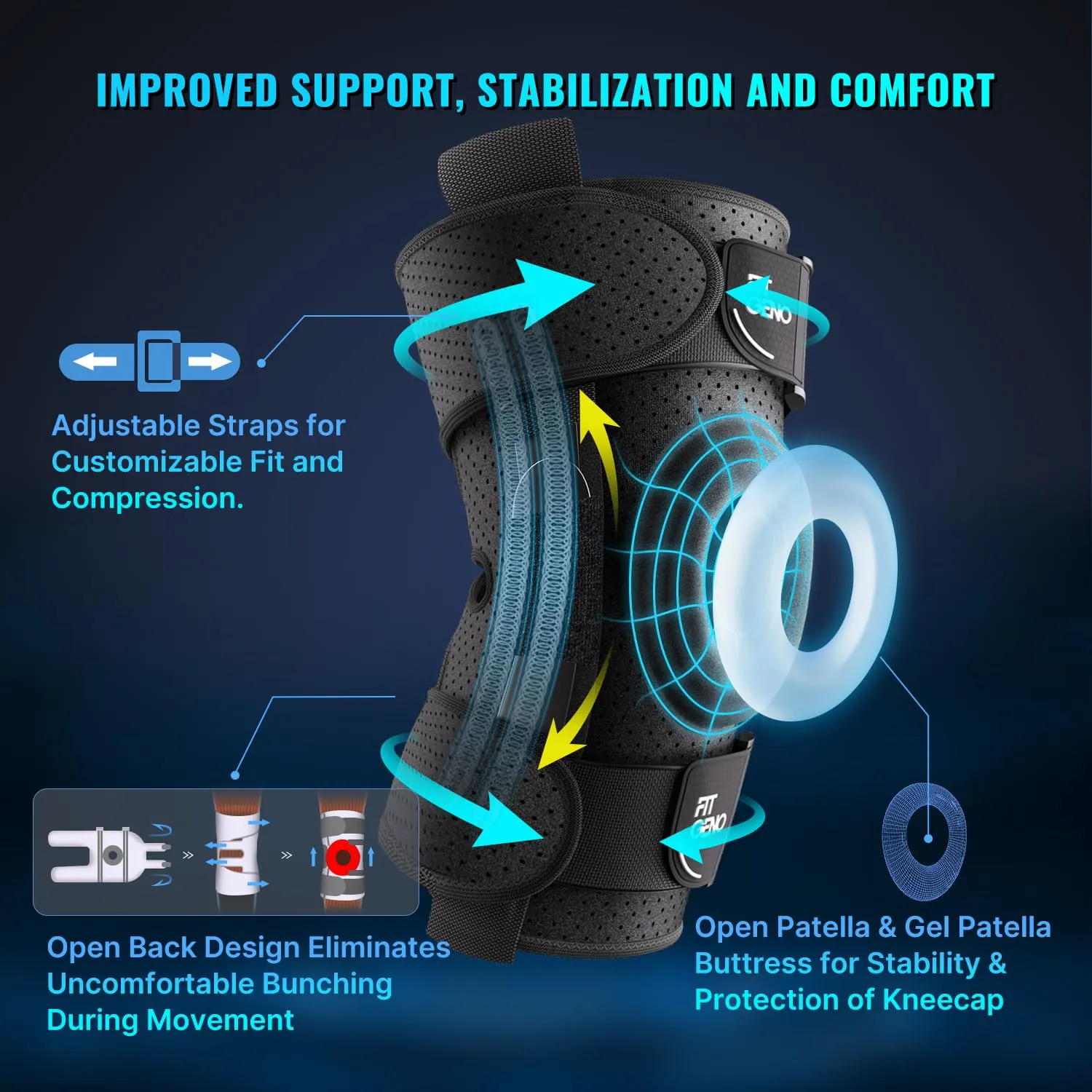 Hinged Knee Brace for Meniscus Tear: Adjustable Support for Knee Pain w/ Built-in Side Stabilizers & Removable Metal Hinges for ACL MCL Injury or Surgery Recovery - Men and Women FSA or HSA Eligible