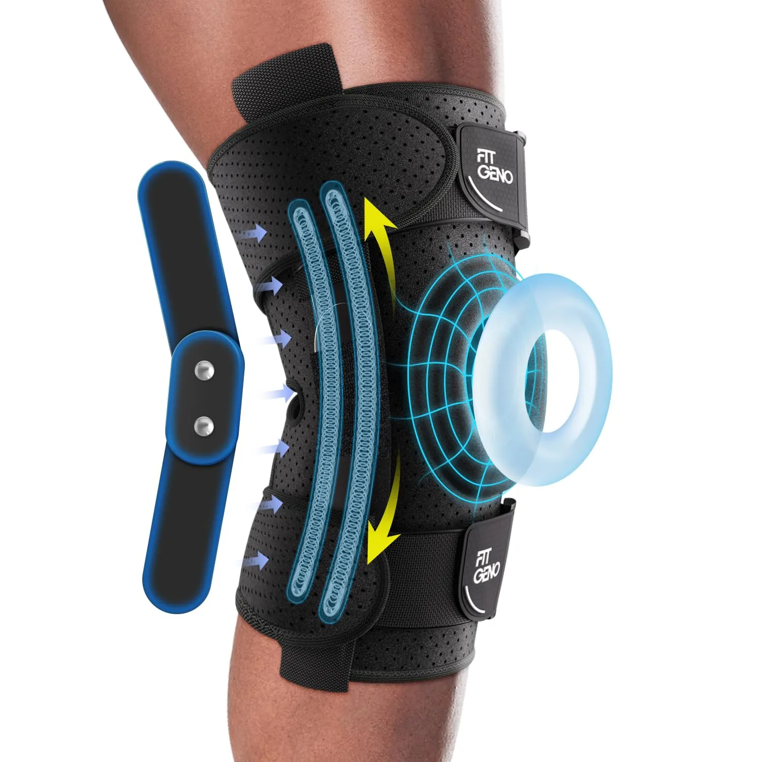 Hinged Knee Brace for Meniscus Tear: Adjustable Support for Knee Pain w/ Built-in Side Stabilizers & Removable Metal Hinges for ACL MCL Injury or Surgery Recovery - Men and Women FSA or HSA Eligible