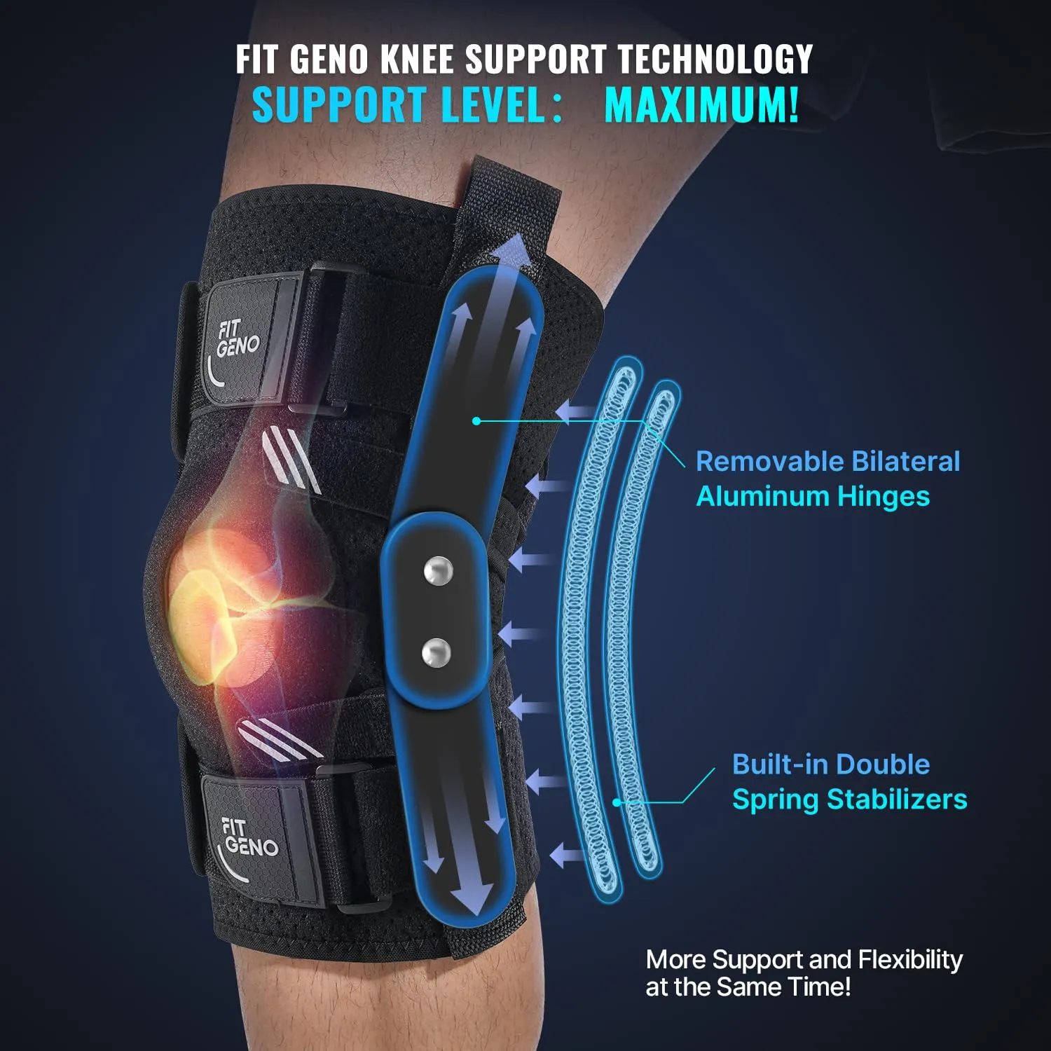 Hinged Knee Brace for Meniscus Tear: Adjustable Support for Knee Pain w/ Built-in Side Stabilizers & Removable Metal Hinges for ACL MCL Injury or Surgery Recovery - Men and Women FSA or HSA Eligible