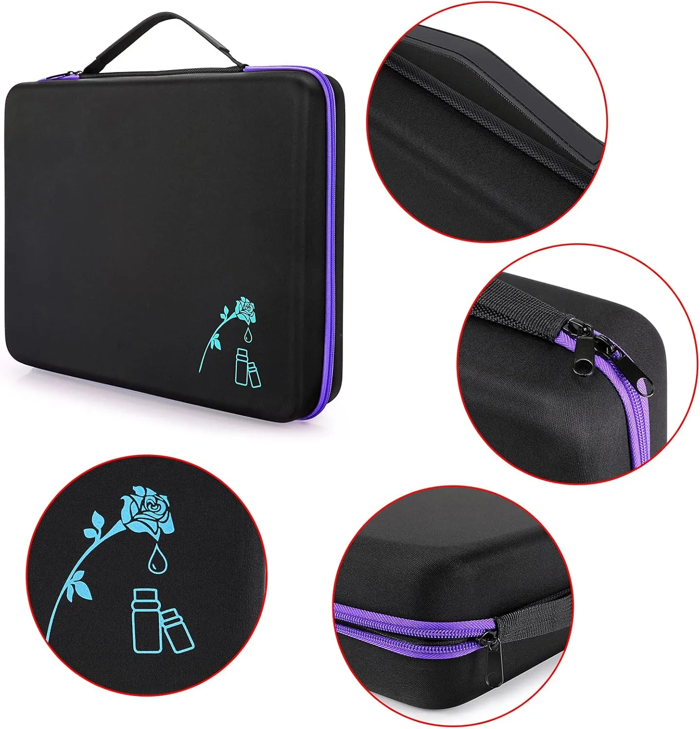 Hipiwe 120 Bottle EVA Essential Oil Storage Carrying Case Hard Shell Exterior Essential Oils Organizer Holder Traveling Bag with Foam Insert, Holds 5ml 10ml 15ml Essential Oils