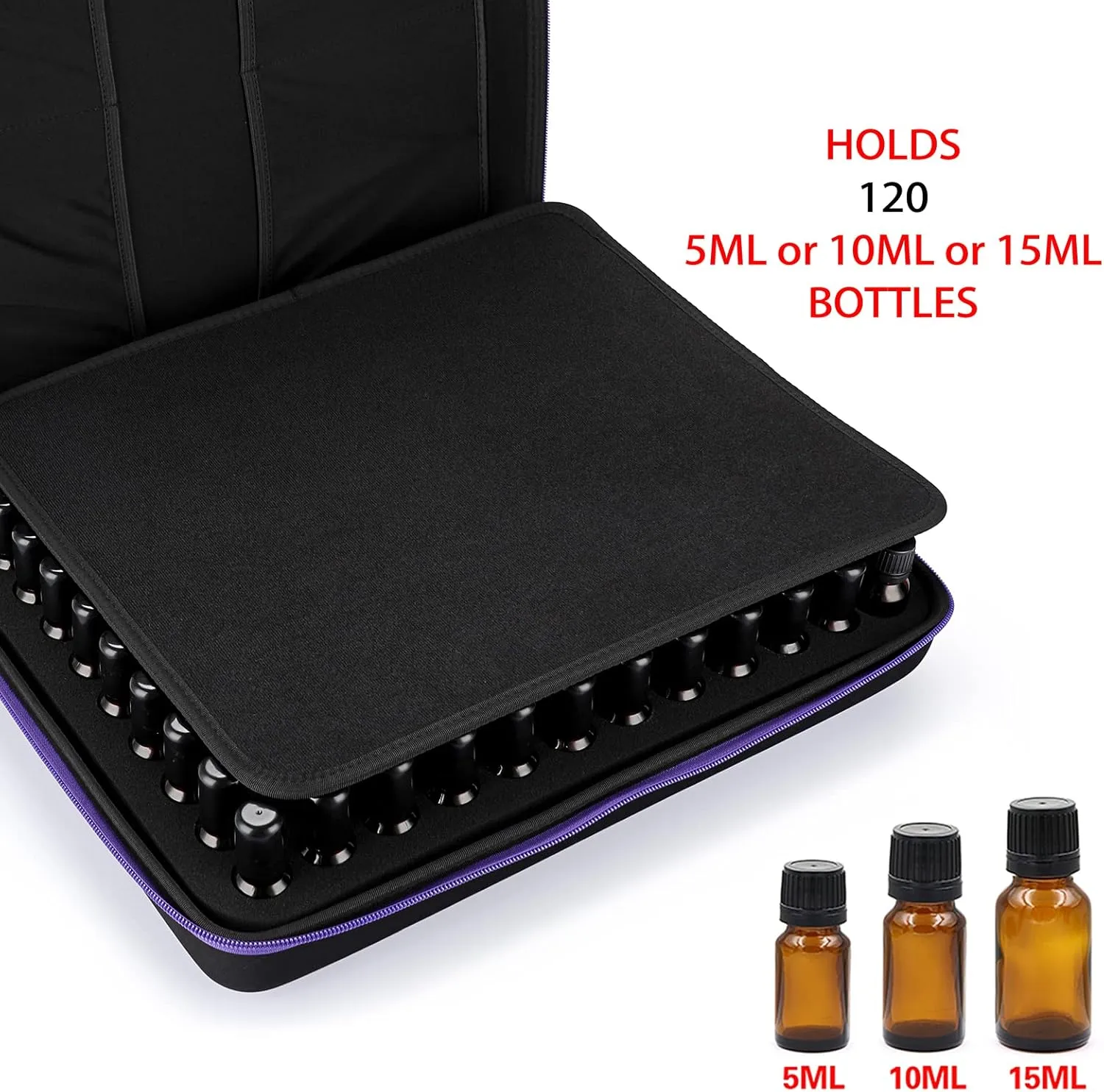 Hipiwe 120 Bottle EVA Essential Oil Storage Carrying Case Hard Shell Exterior Essential Oils Organizer Holder Traveling Bag with Foam Insert, Holds 5ml 10ml 15ml Essential Oils