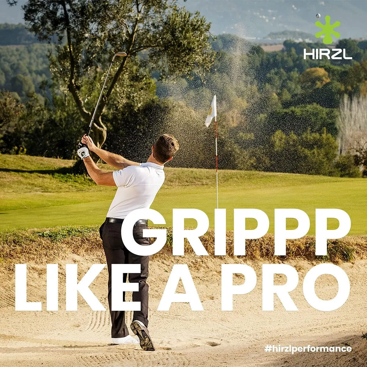 HIRZL GRIPPP FIT – Men's All-Weather Golf Glove (White/Black) | Kangaroo Leather & Lycra | Ultimate Grip (Pack of 10)