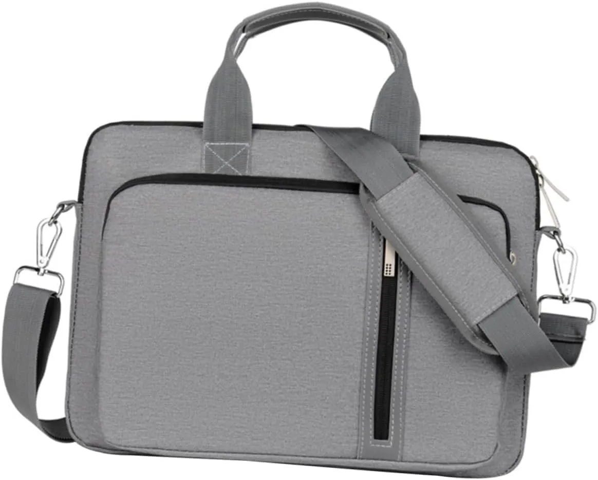 Housoutil 15.6 Inch Bag Tote Bag Shockproof Padding Detachable Shoulder Strap Nylon Handbag for Travel School Office Grey