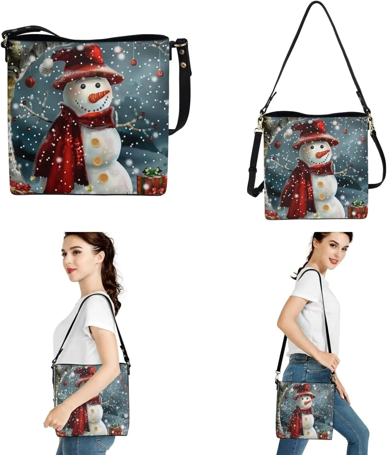 HUGS IDEA Hobo Bags for Women 2 Pieces PU Leather Handbags Purse Set Shoulder Bucket Crossbody Bags