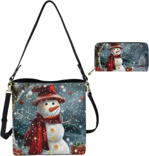 HUGS IDEA Hobo Bags for Women 2 Pieces PU Leather Handbags Purse Set Shoulder Bucket Crossbody Bags