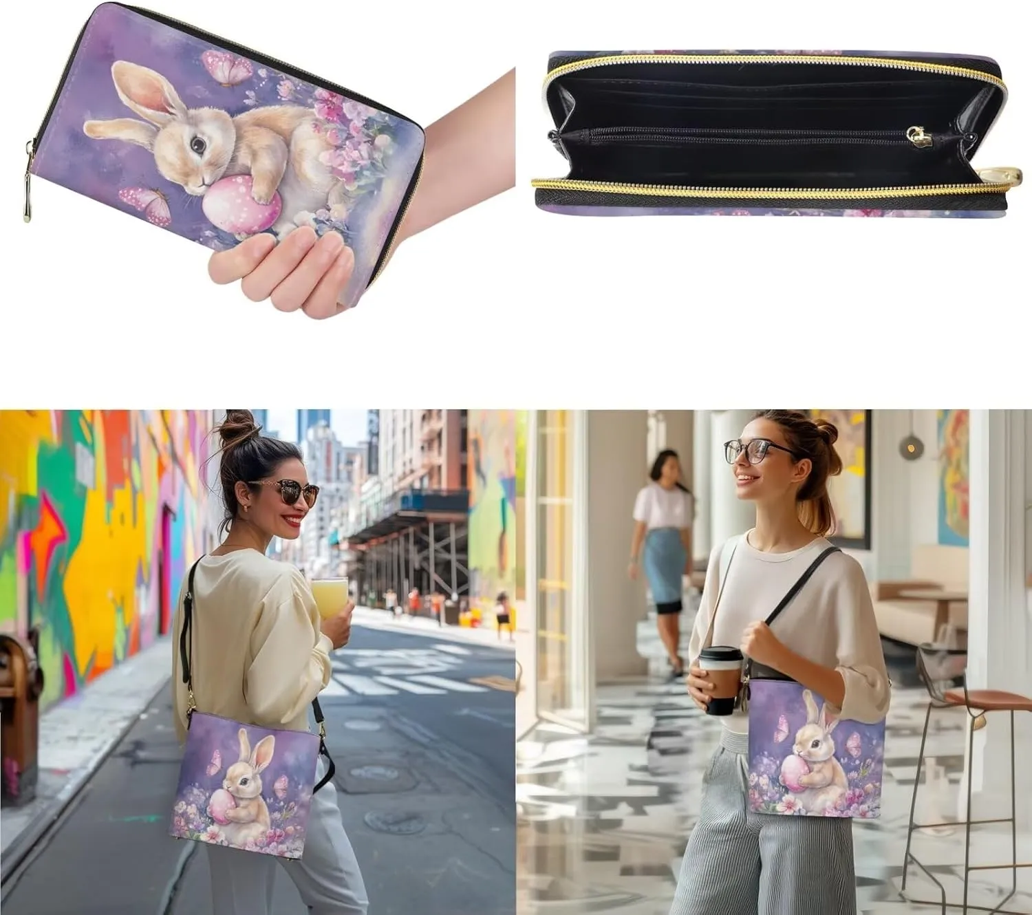 HUGS IDEA Leather Purses and Handbag for Women Bucket Bag with Wrist Wallet 2 Packs