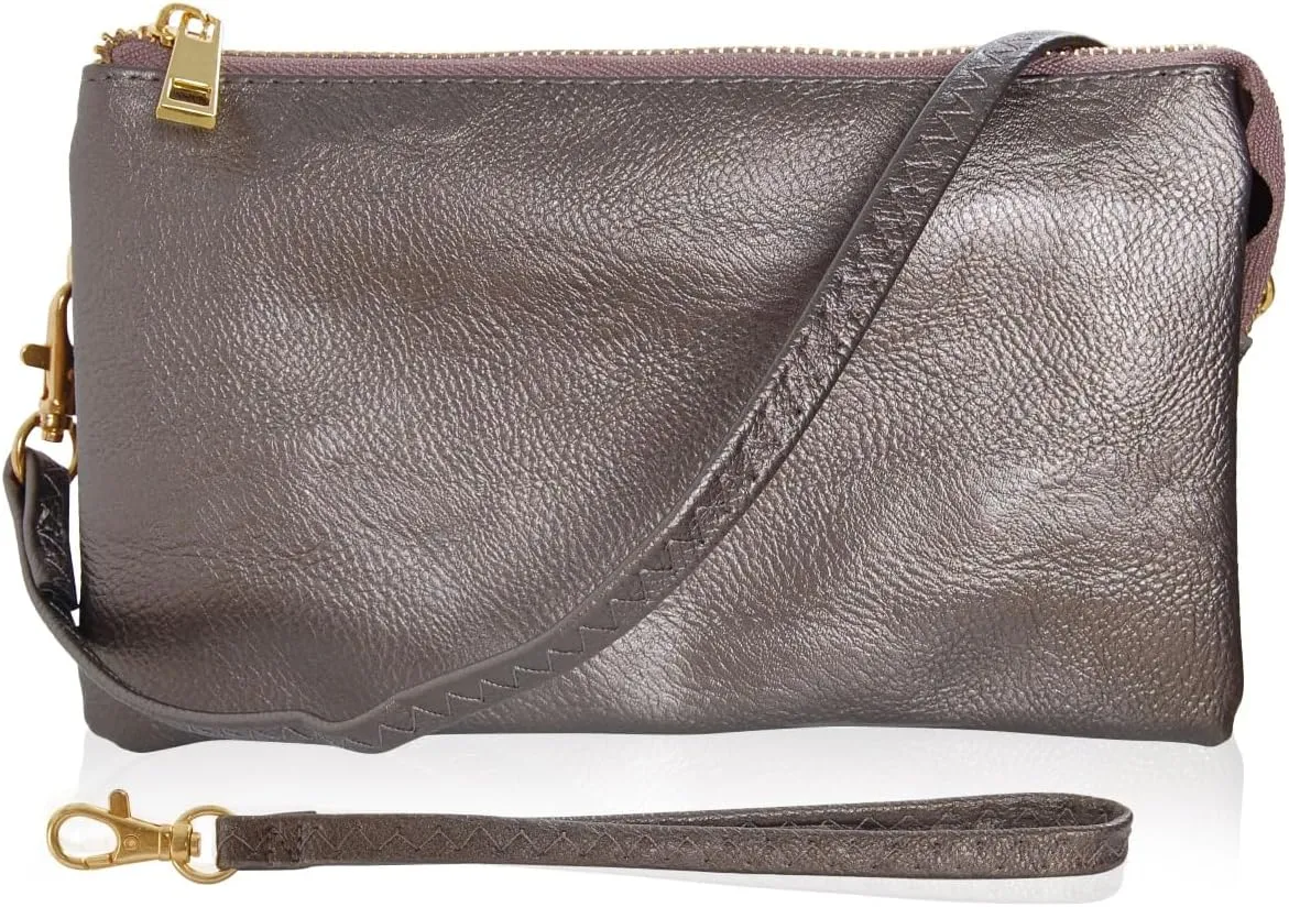 Humble Chic Vegan Leather Wristlet Purse for Women - Small Clutch Purse with Shoulder and Wrist Straps