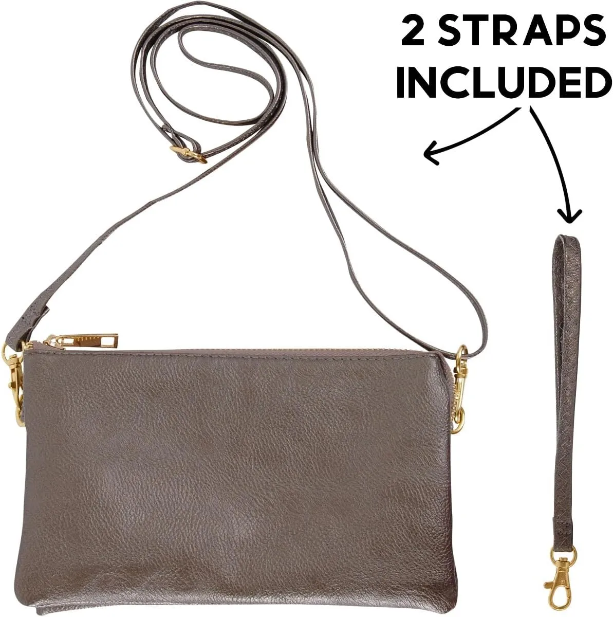 Humble Chic Vegan Leather Wristlet Purse for Women - Small Clutch Purse with Shoulder and Wrist Straps