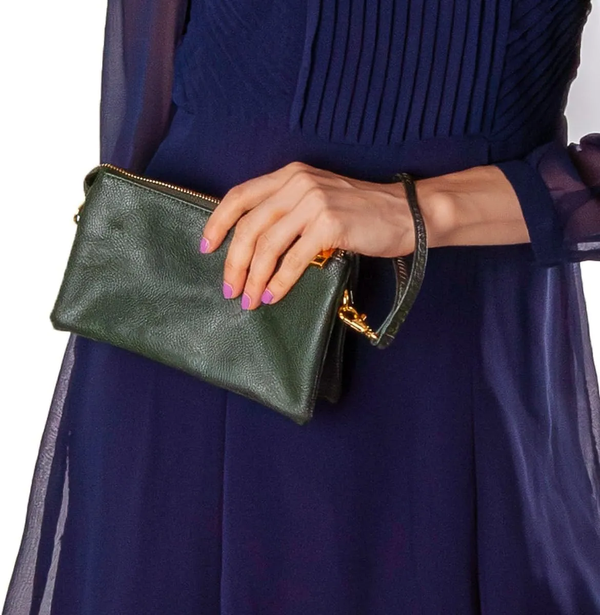 Humble Chic Vegan Leather Wristlet Purse for Women - Small Clutch Purse with Shoulder and Wrist Straps