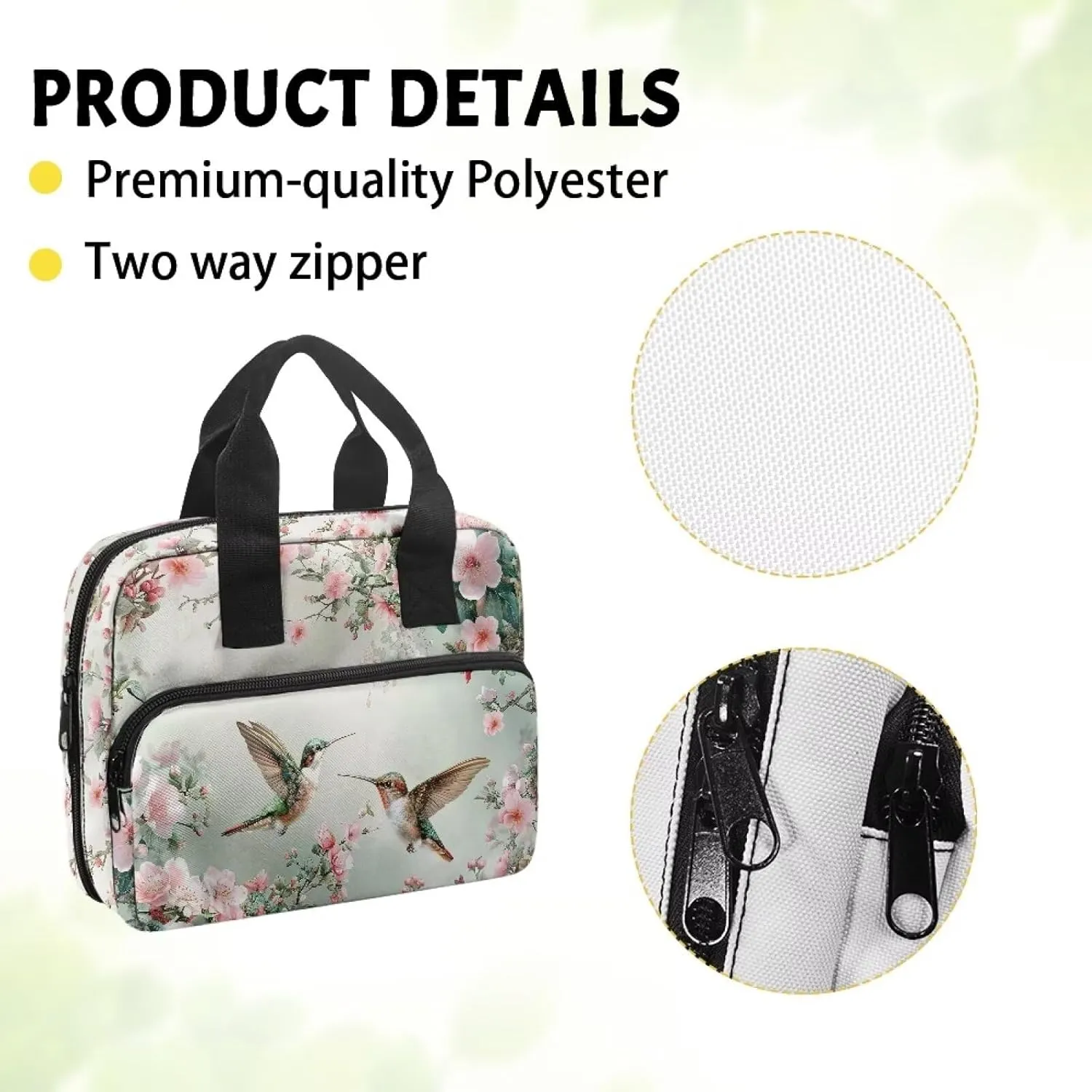 Hummingbird Flower Large Bible Cases Lightweight Bible Cover with Handles Bible Cover Case for Women Stylish Womens Bible Bag for Church Worship
