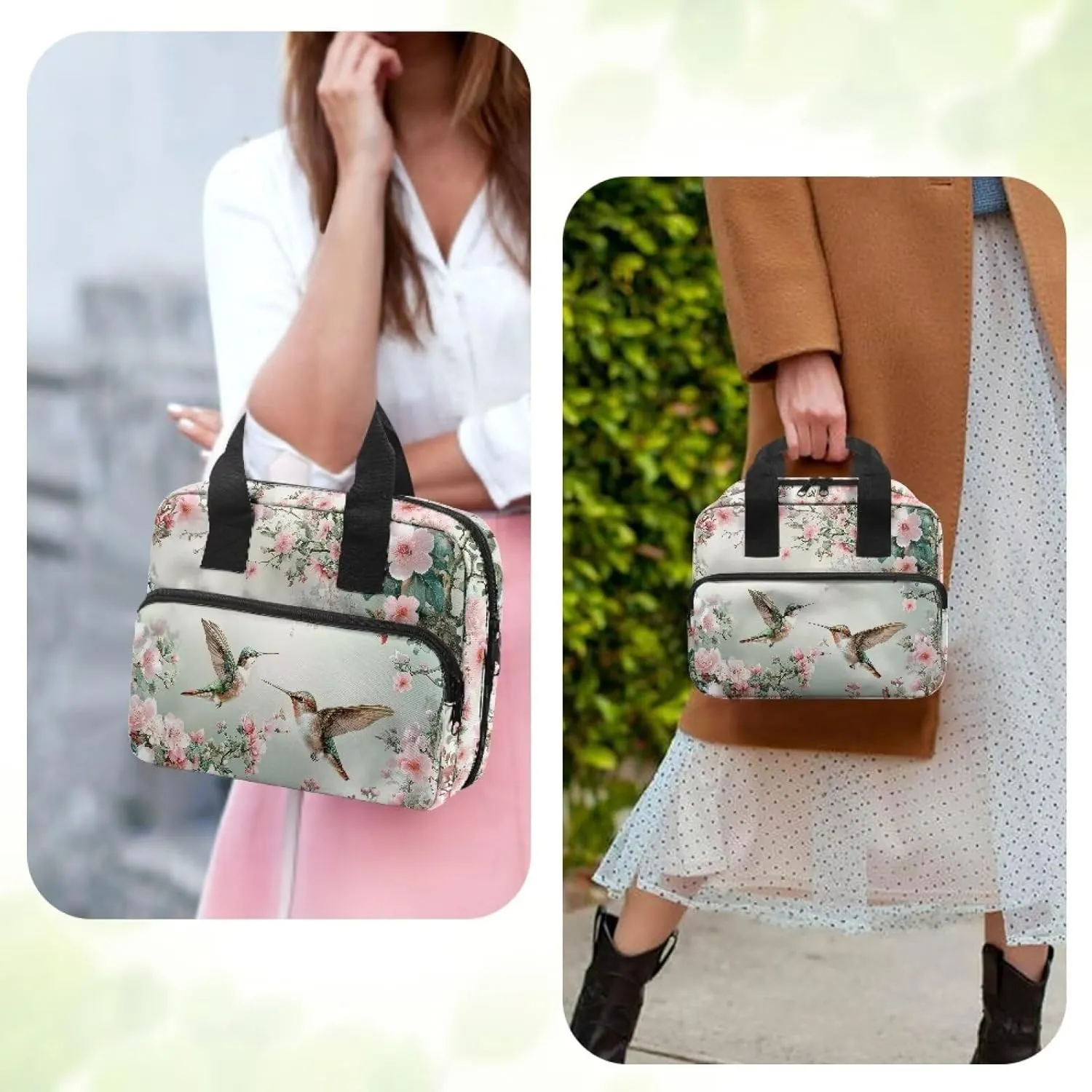 Hummingbird Flower Large Bible Cases Lightweight Bible Cover with Handles Bible Cover Case for Women Stylish Womens Bible Bag for Church Worship
