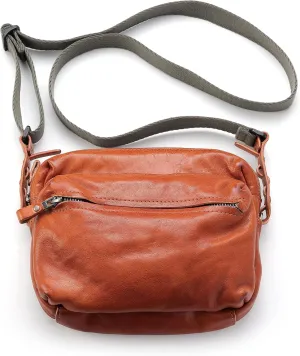 IJUN Handmade Vintage Crossbody Bag - Full Grain Oil Vegetable Tanned Leather Shoulder Bag M Size