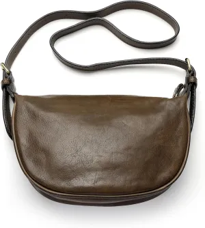 IJUN Handmade Vintage Small Crossbody Purse for Women - Full Grain Oil Vegetable Tanned Leather Shoulder Bag S Size
