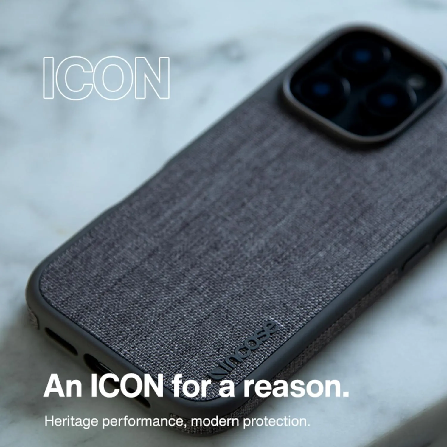 Incase ICON Case with Woolenex & MagSafe for iPhone 16 Pro Max - Durable, Stylish, Protective, Lightweight, Water-Resistant, Scratch-Resistant with Wireless Magsafe Charging - Graphite Woolenex