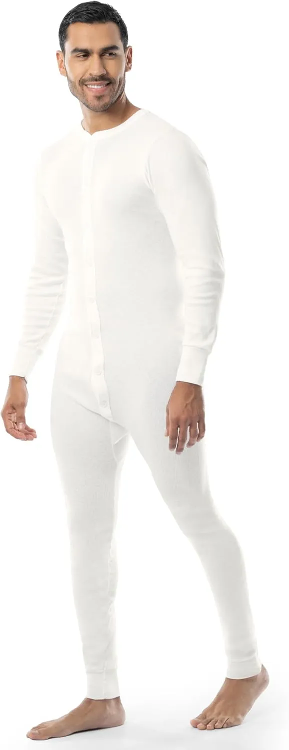 Indera Men's Cotton Rib Knit Union Suit