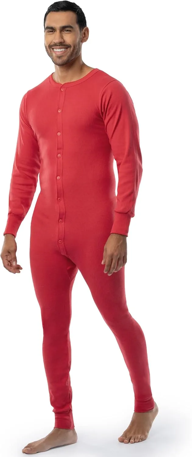 Indera Men's Cotton Rib Knit Union Suit