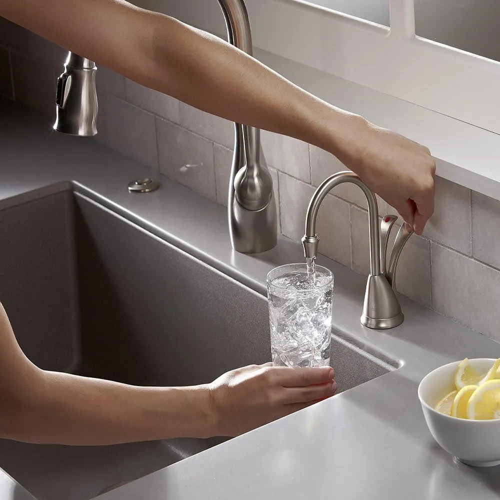 InSinkErator Wave Instant Hot and Cold Water Dispenser System, Faucet & Tank, Satin Nickel, HC-Wave-SN