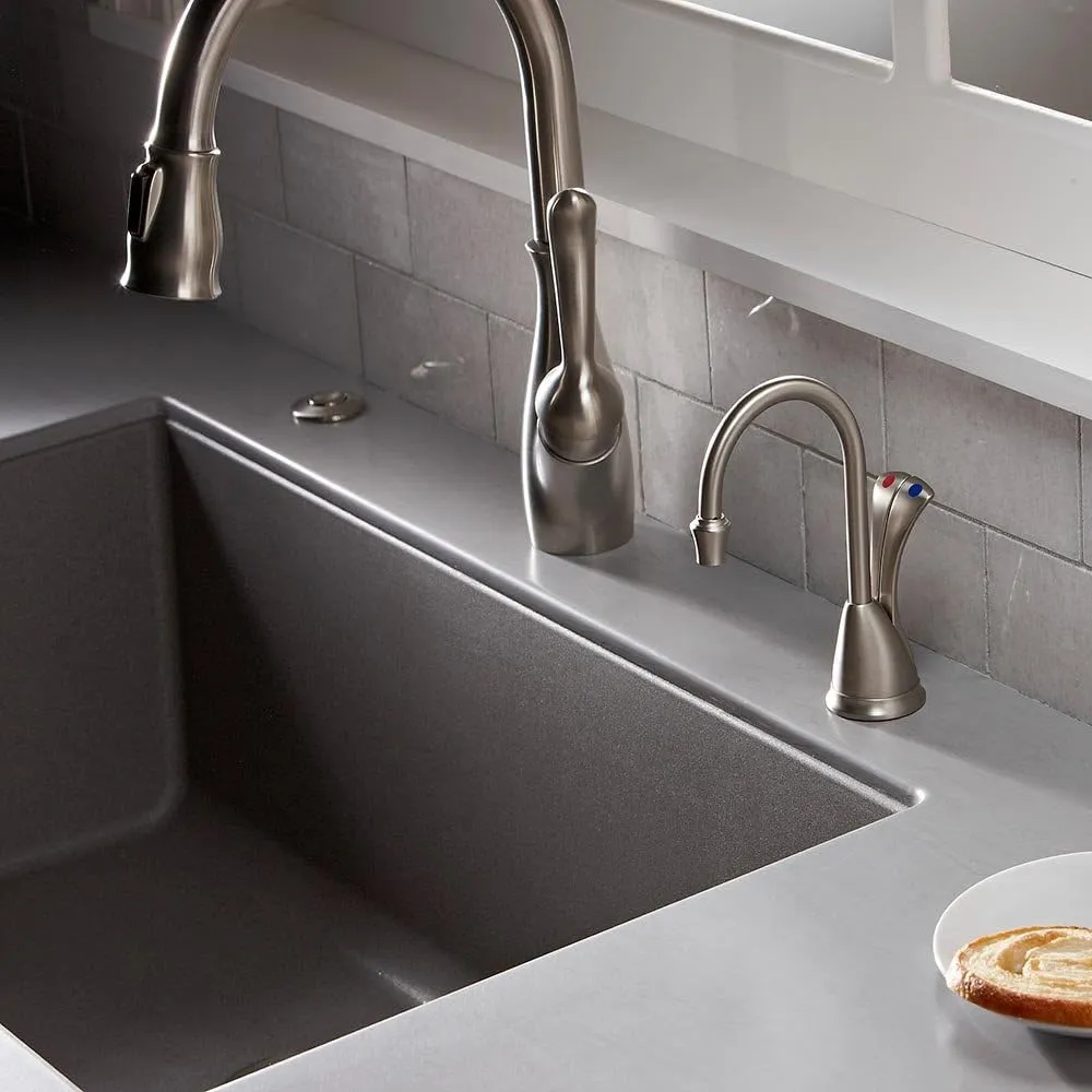 InSinkErator Wave Instant Hot and Cold Water Dispenser System, Faucet & Tank, Satin Nickel, HC-Wave-SN