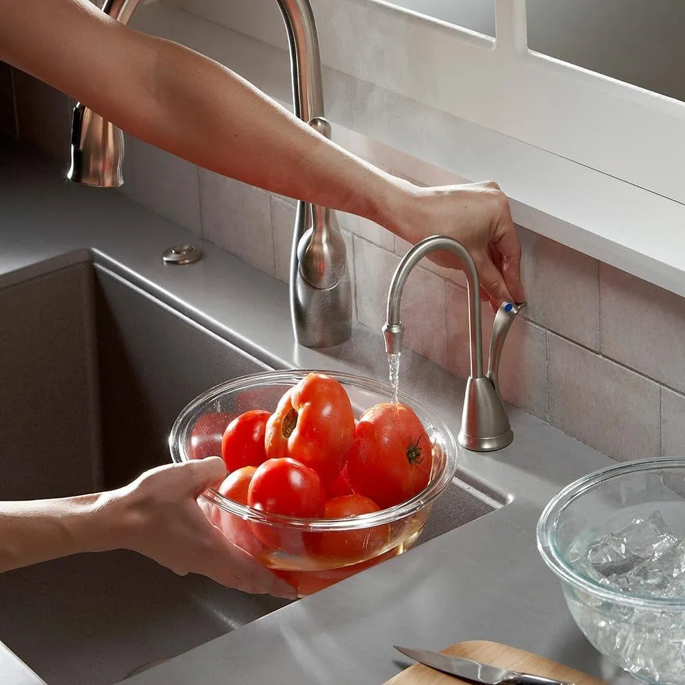 InSinkErator Wave Instant Hot and Cold Water Dispenser System, Faucet & Tank, Satin Nickel, HC-Wave-SN