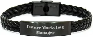 Inspirational Future Marketing Manager Gift for Friends: Stainless Steel and PU Leather Interlaced Leather Cord Birthday Unique Gifts for Marketing Professionals