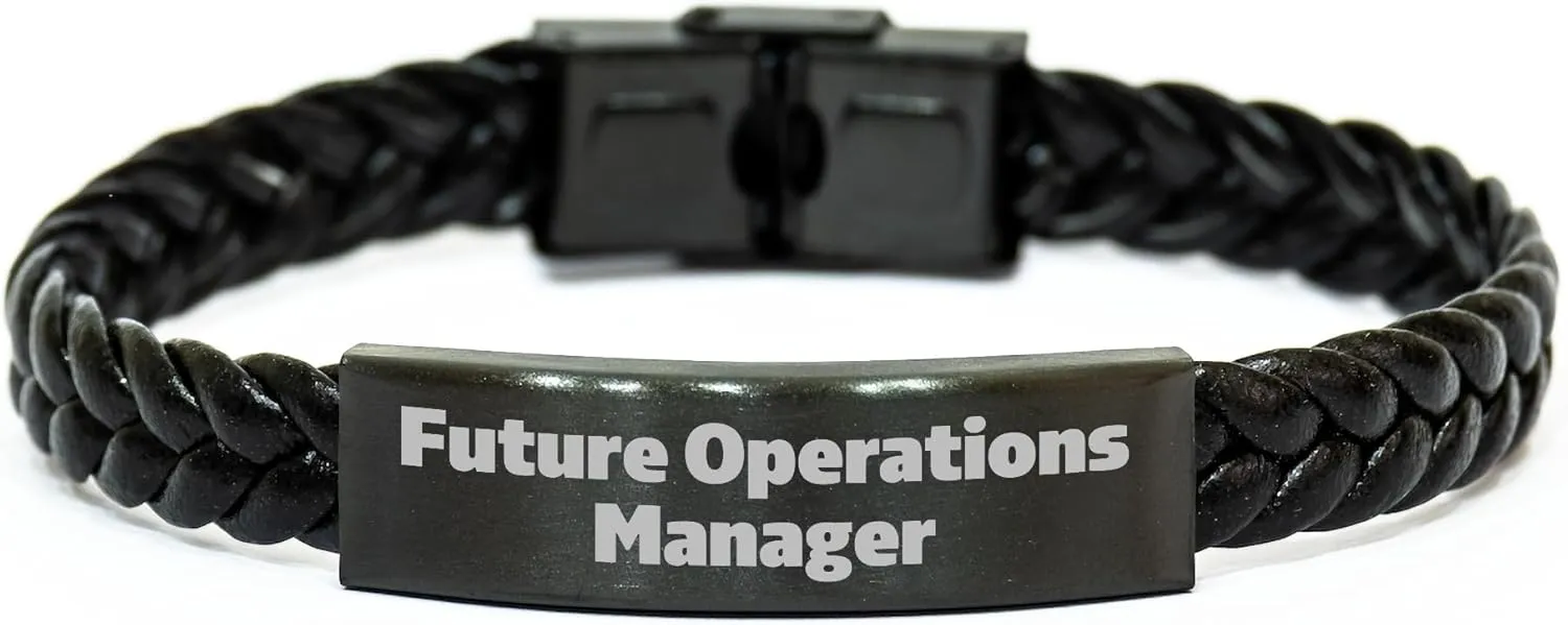 Inspirational Future Operations Manager Quote Leather Interlaced Wristband Gifts for Valentine's from Office Friends to Aspiring Ops Leaders