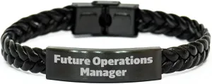 Inspirational Future Operations Manager Quote Leather Interlaced Wristband Gifts for Valentine's from Office Friends to Aspiring Ops Leaders