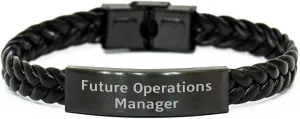Inspirational Operations Manager Gifts from Friends - Interlaced Leather Bracelet for Future Operations Manager, Father's Day Unique Gifts for Men