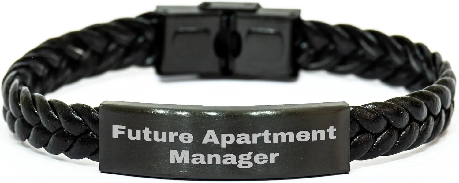 Inspiring Apartment Manager Birthday Unique Gifts: Interlaced Leather Bracelet from Friends, Family, or Coworkers, 'A Future Apartment Manager is Not a Job, It's a Lifestyle'