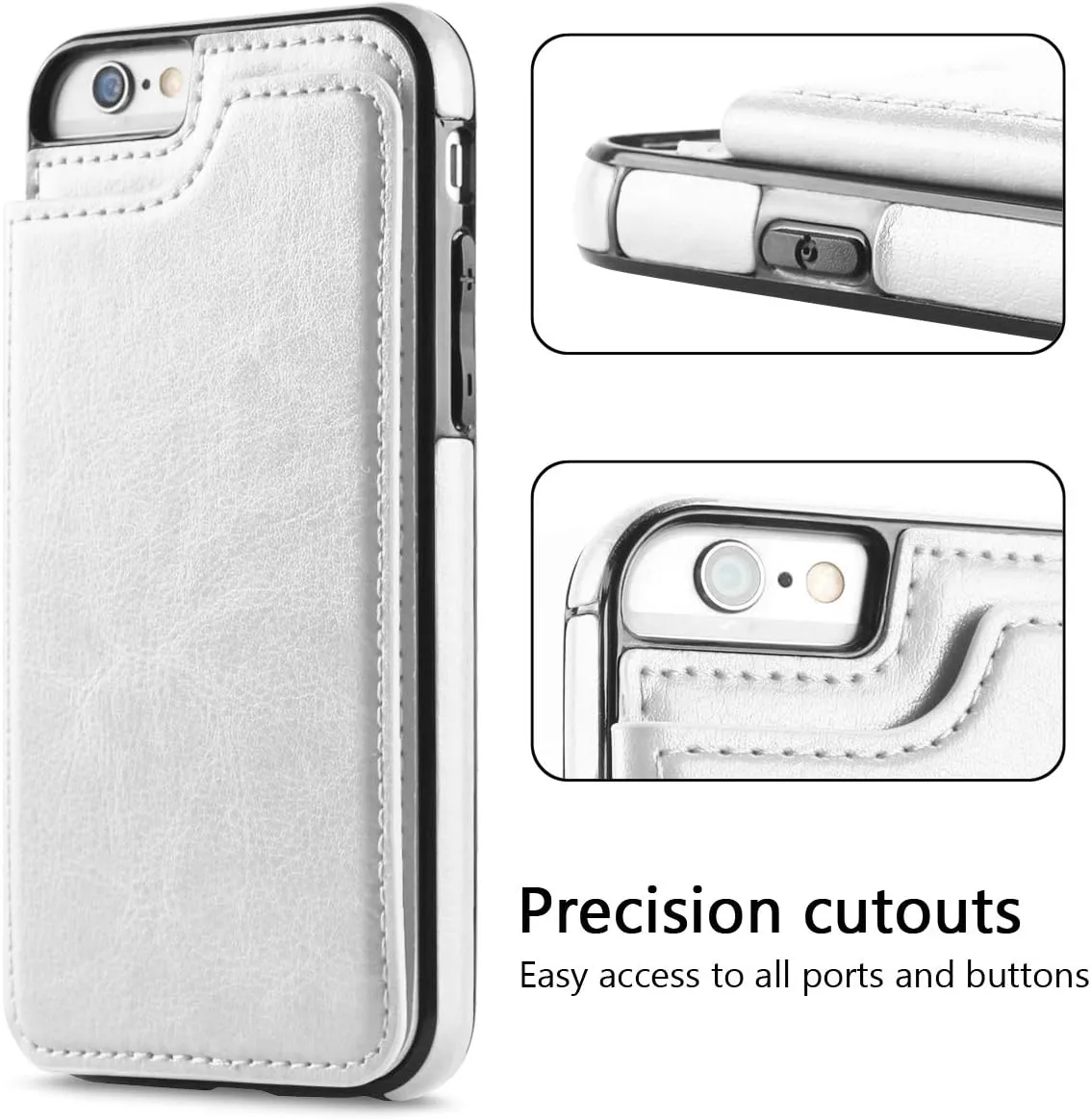 iPhone SE 2022 Case, iPhone SE 2020 Case, Slim Fit Premium Leather iPhone 7 Wallet Cases Card Slots Shockproof Folio Flip Protective Defender Shell for Apple iPhone 7/8 / SE 2022 (White)