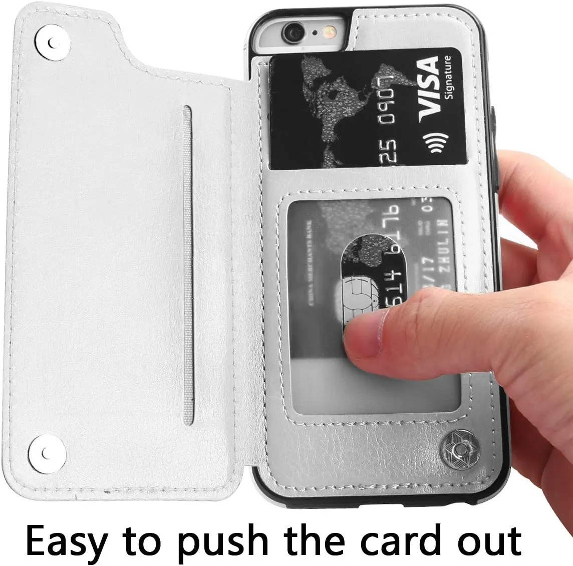 iPhone SE 2022 Case, iPhone SE 2020 Case, Slim Fit Premium Leather iPhone 7 Wallet Cases Card Slots Shockproof Folio Flip Protective Defender Shell for Apple iPhone 7/8 / SE 2022 (White)
