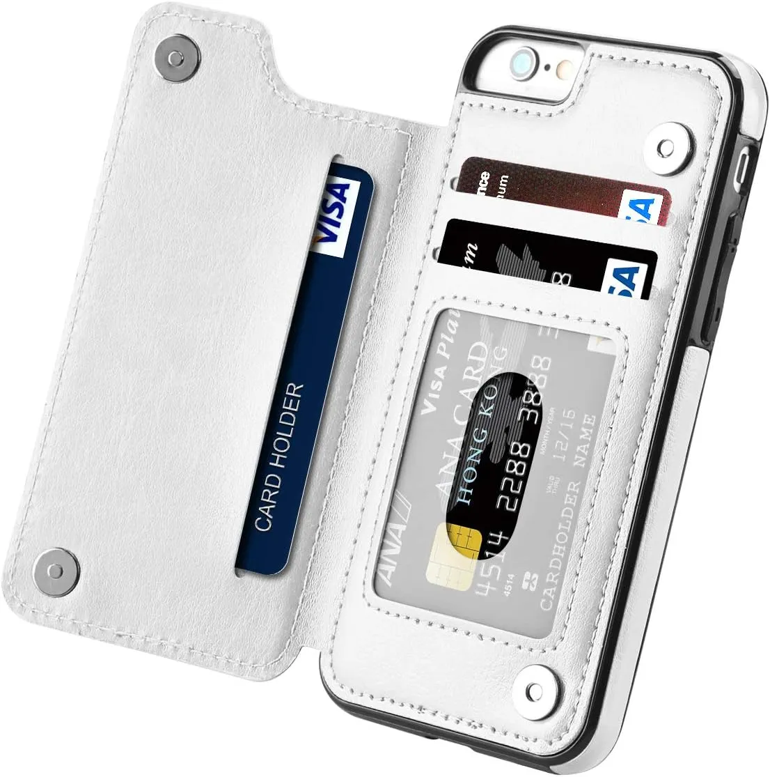 iPhone SE 2022 Case, iPhone SE 2020 Case, Slim Fit Premium Leather iPhone 7 Wallet Cases Card Slots Shockproof Folio Flip Protective Defender Shell for Apple iPhone 7/8 / SE 2022 (White)