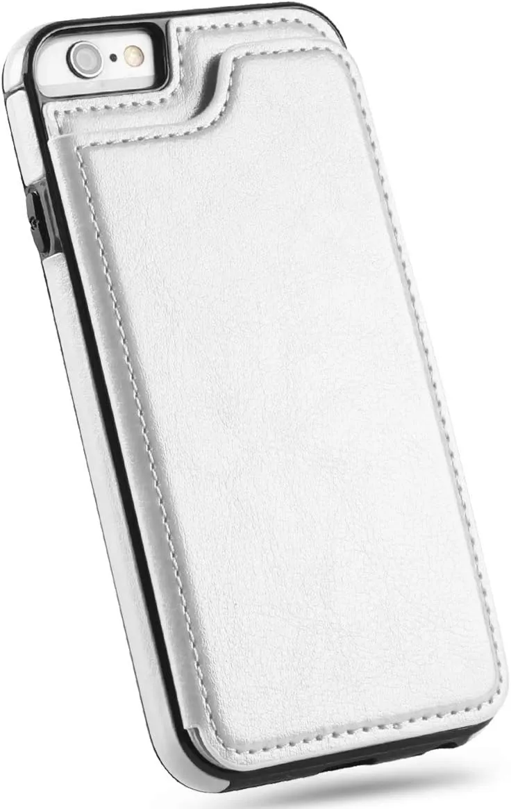 iPhone SE 2022 Case, iPhone SE 2020 Case, Slim Fit Premium Leather iPhone 7 Wallet Cases Card Slots Shockproof Folio Flip Protective Defender Shell for Apple iPhone 7/8 / SE 2022 (White)
