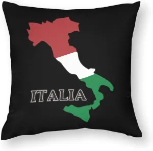 Italy Flag Map Polyester Pillow Cases Soft Pillow Covers Smooth Cushion Covers for Sofa Bed 1 Piece 12"x12"
