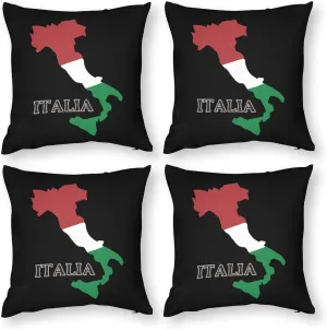 Italy Flag Map Polyester Pillow Cases Soft Pillow Covers Smooth Cushion Covers for Sofa Bed Set of 4
