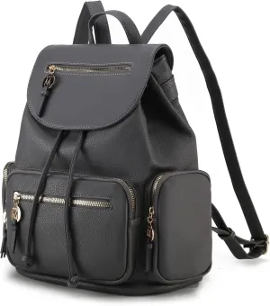 Ivanna Backpack Purse Vegan Leather Womens by Mia K Charcoal Vegan Leather