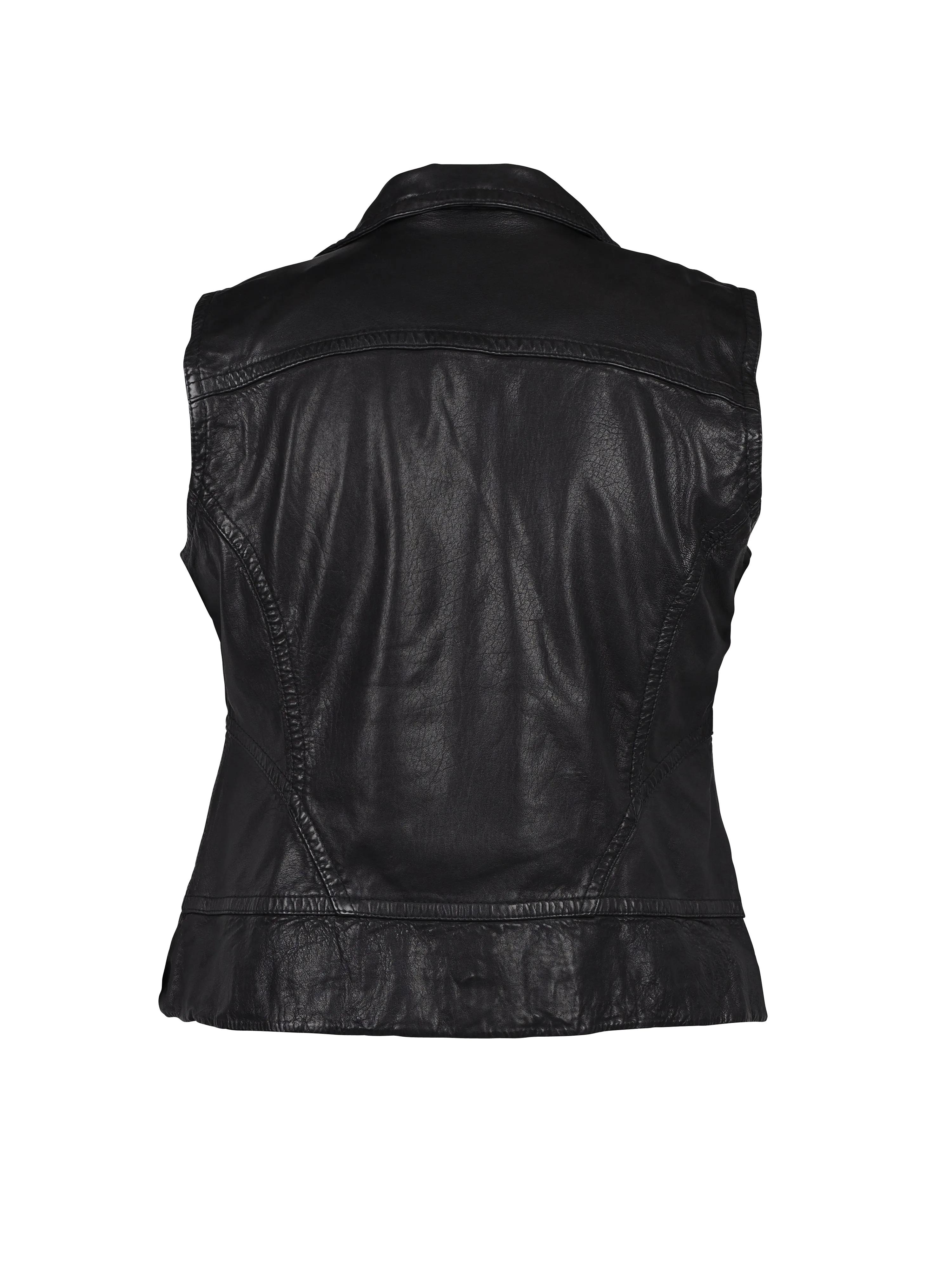 JANIE LEATHER VEST - Black