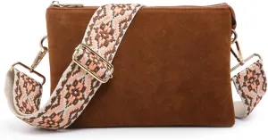 JEN & CO. Izzy Vegan Leather Crossbody Bags Clutch Purses Wristlet Wallet Shoulder Handbag with Guitar Strap for Women